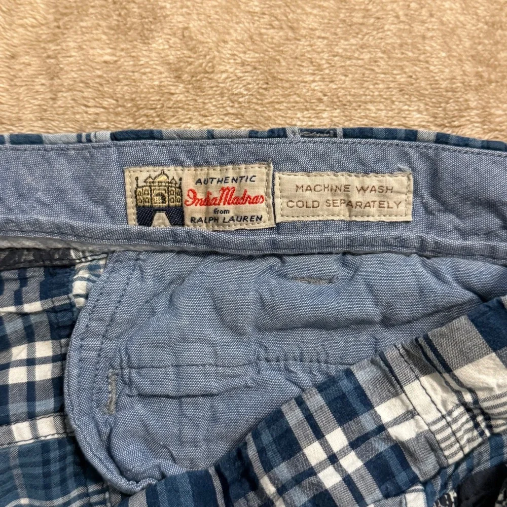 Polo Ralph Lauren Mens Blue Patchwork India Madras Classic Fit 9 Shorts 38